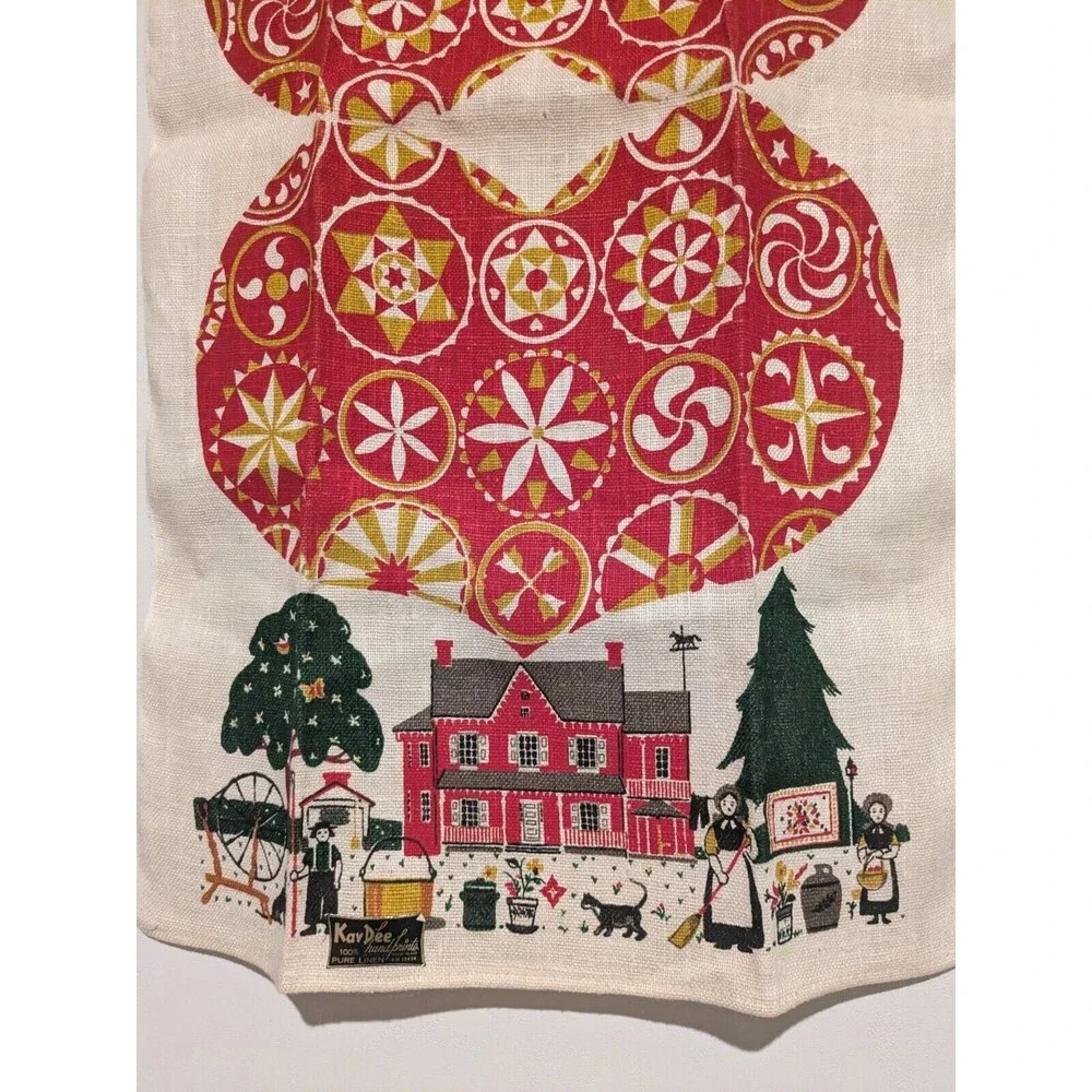 Kay Dee Designs VTG Linen Tea Towel Dutch Folk Art Unused W/Sticker Vintage